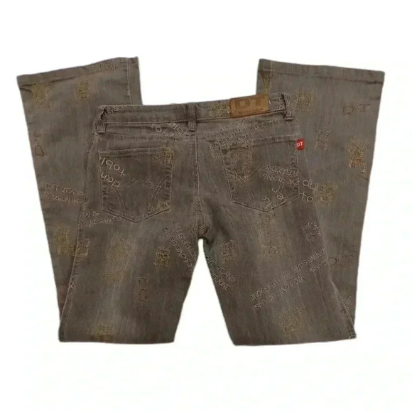 Daniela Tobler  Embroidered Flare Bootcut Grey Low Rise Designer Size 26 - Picture 2 of 11